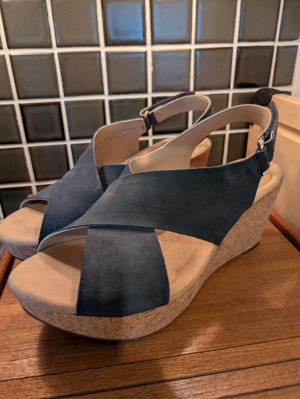 Clark's Collection Wedge Sandals,7&1/2 W